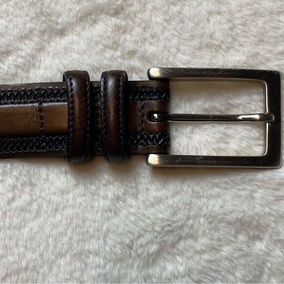 Johnston & Murphy Brown and Black Leather Belt Size 44 - Picture 8 of 12